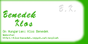 benedek klos business card